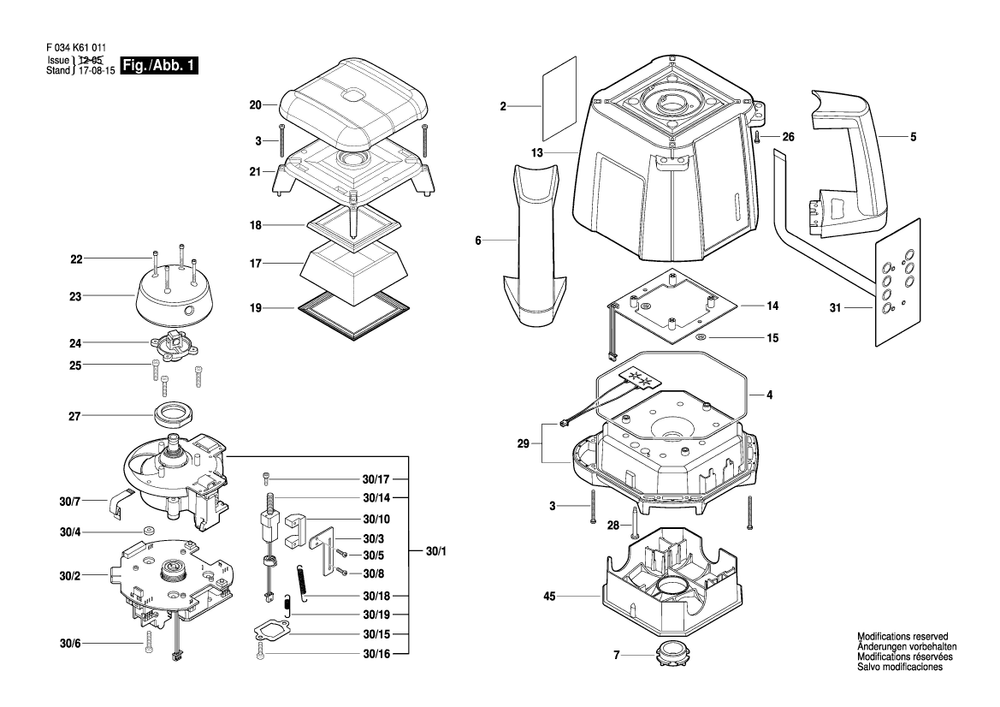 Diagram Diagram and Parts List for RL25H F 034 K61 011 Bosch Laser Level