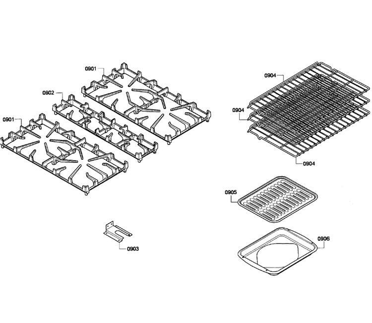 Grids/shelfs Diagram and Parts List for PRD304EG 10 Thermador Range