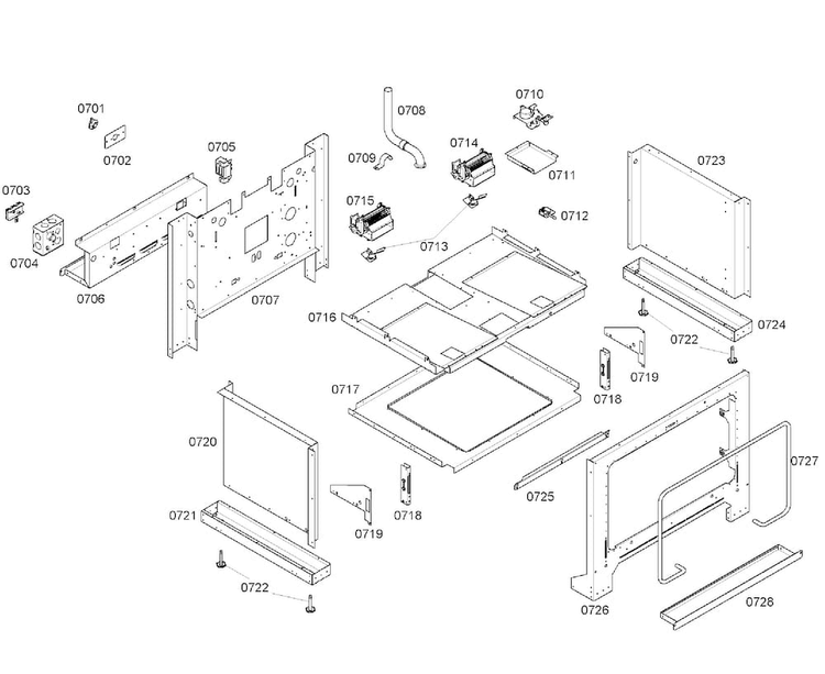 Cabinet Assy Diagram and Parts List for PD366BS 07 Thermador Range