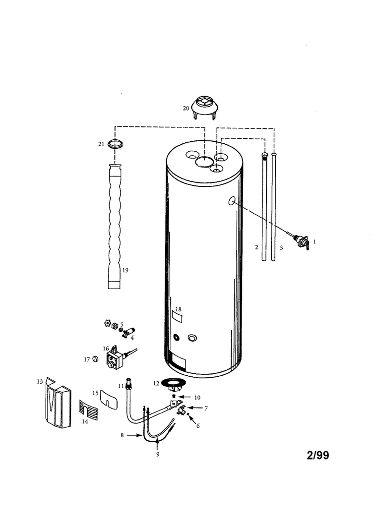 Energy Efficient 40 Gallon Diagram and Parts List for 153334490  Kenmore Water Heater