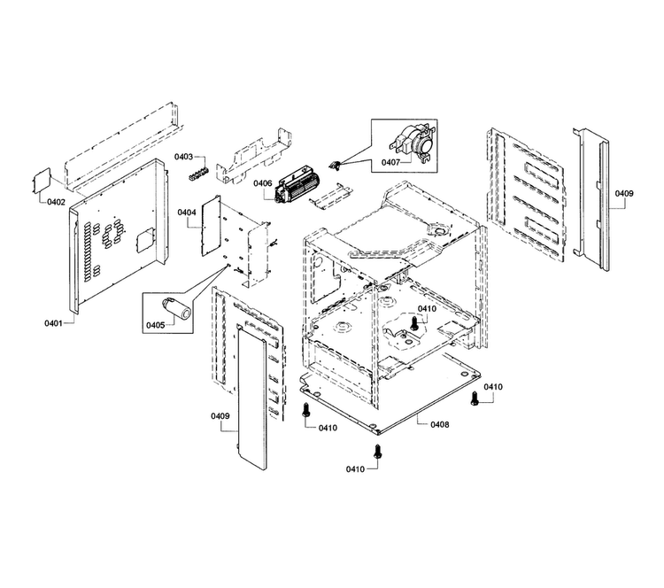 Frame Diagram and Parts List for HEI8054U 01 Bosch Range