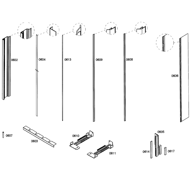 Framing Diagram and Parts List for T18ID80NLP 20 Thermador Freezer