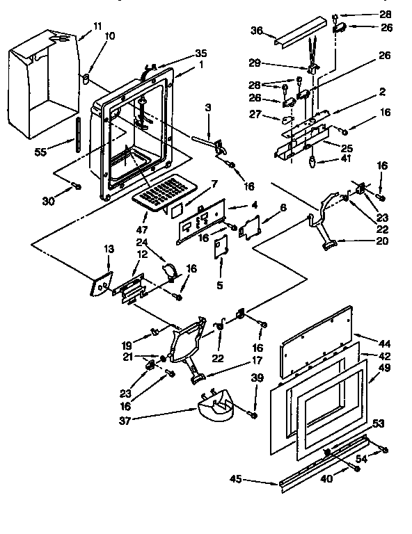 Dispenser And Front Diagram and Parts List for TSS36QBW00  Thermador Refrigerator