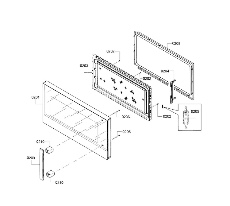 Door Diagram and Parts List for HMV8052U 02 Bosch Microwave