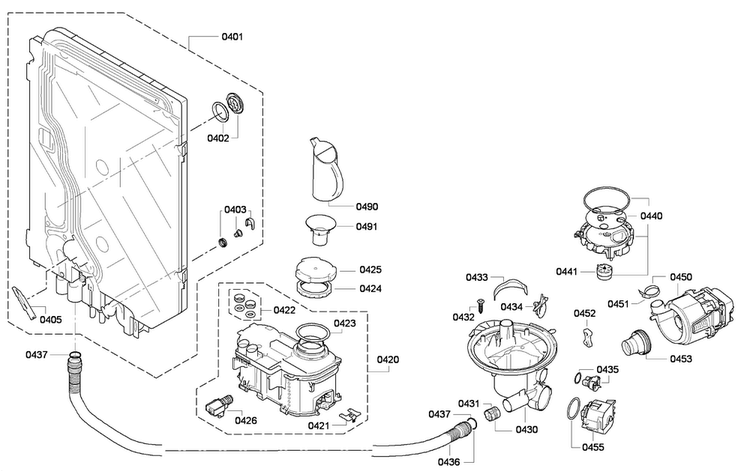 Pump Diagram and Parts List for DWHD650GPR 16 Thermador Dishwasher