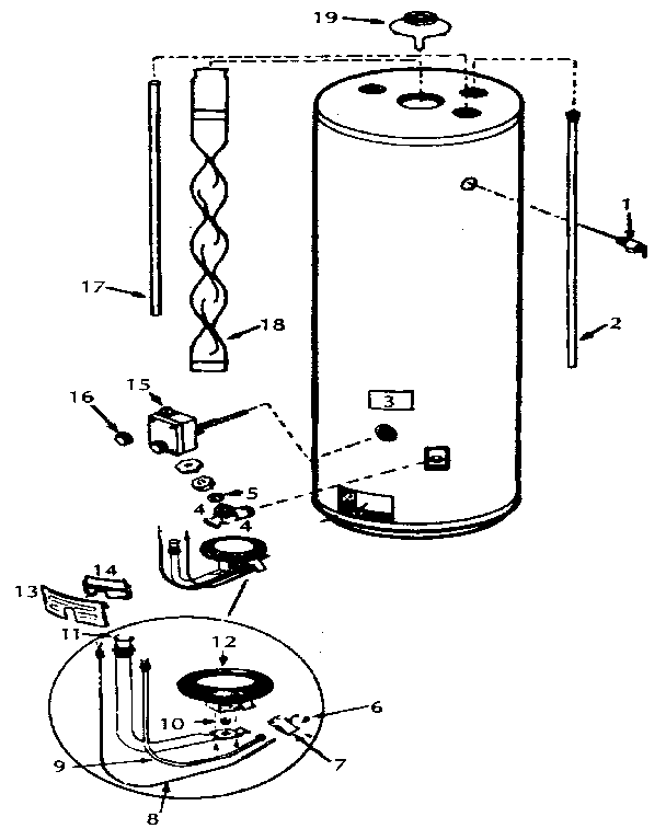 Replacement Parts Diagram and Parts List for 153333600  Kenmore Water Heater