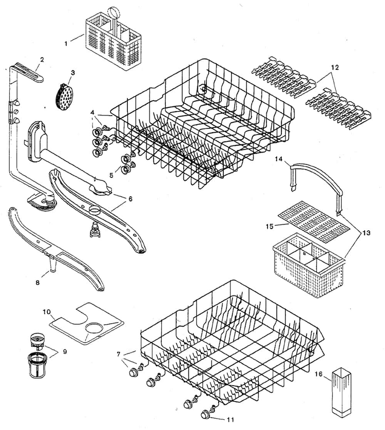 Racks Diagram and Parts List for SHU3305UC 11 Bosch Dishwasher