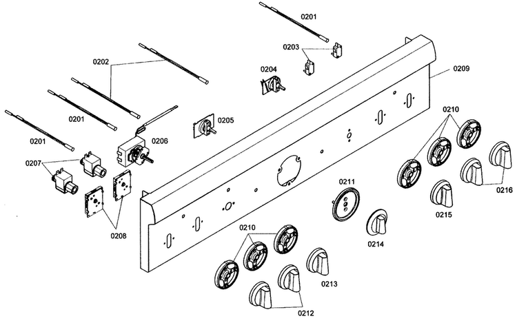 Control Panel Diagram and Parts List for PRG364ELH01  Thermador Range