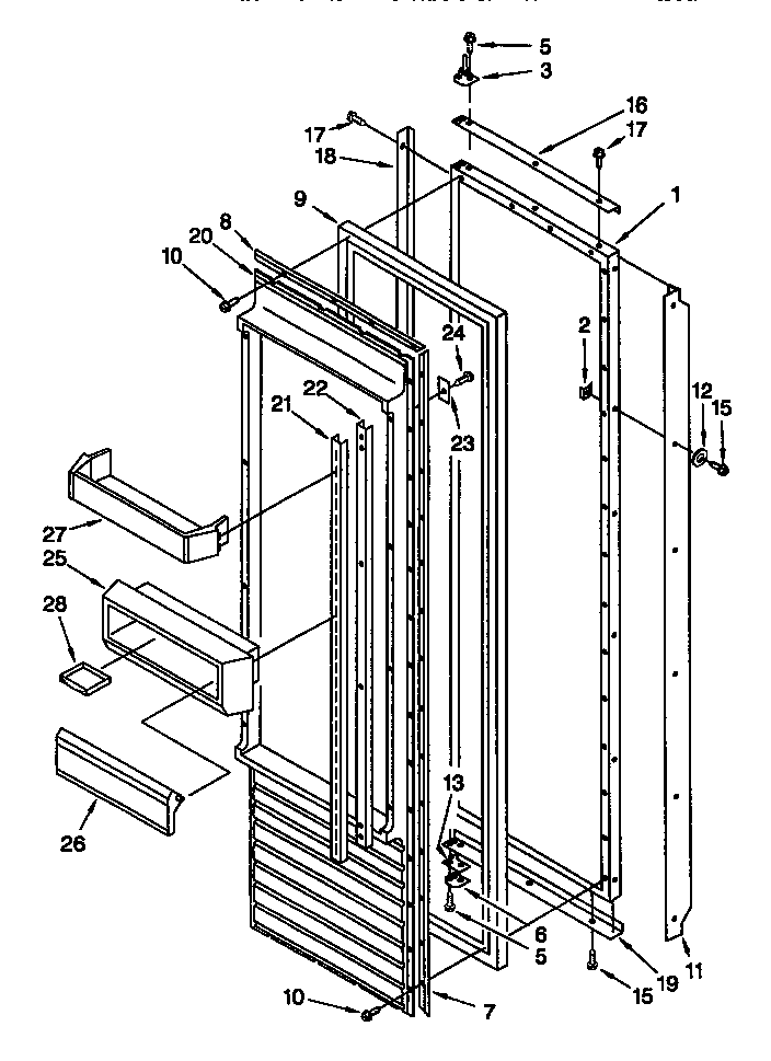 Refrigerator Door Diagram and Parts List for TSS42QBW00  Thermador Refrigerator