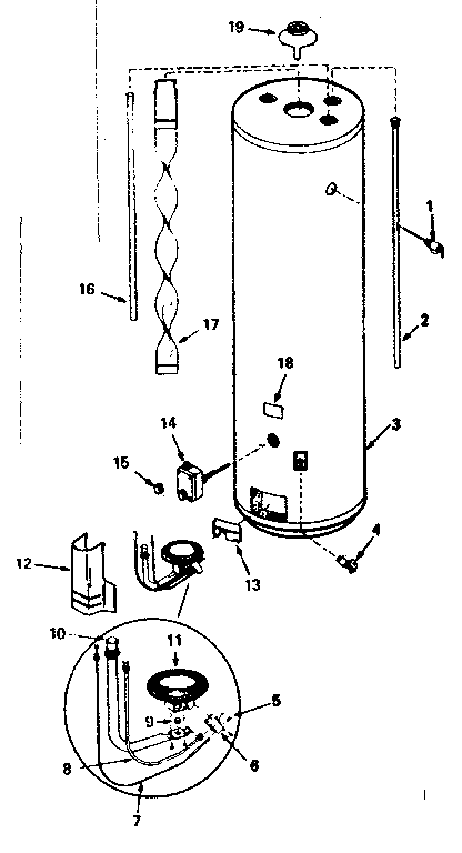 Replacement Parts Diagram and Parts List for 153334474  Kenmore Water Heater