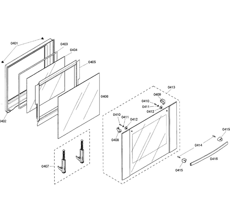 Upper Door Assy Diagram and Parts List for HBL8650UC 03 Bosch Wall Oven