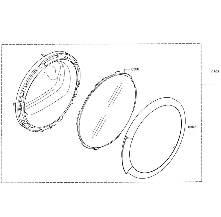 Door Assy Diagram and Parts List for WTB86200UC 01 Bosch Dryer