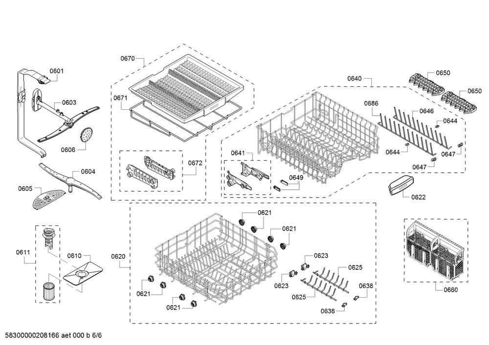 Diagram 6 Diagram and Parts List for SHE863WF5N 10 Bosch Dishwasher