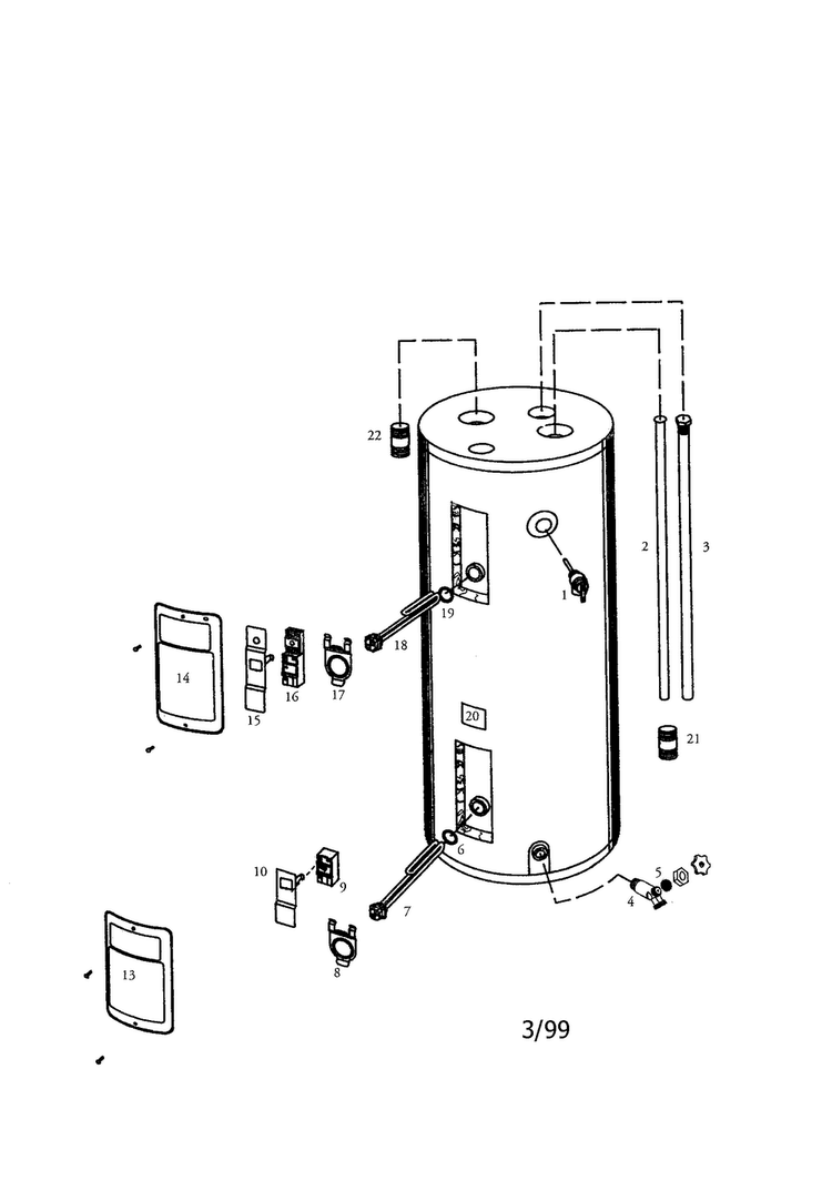 40-gal. Medium Diagram and Parts List for 153324690HT  Kenmore Water Heater