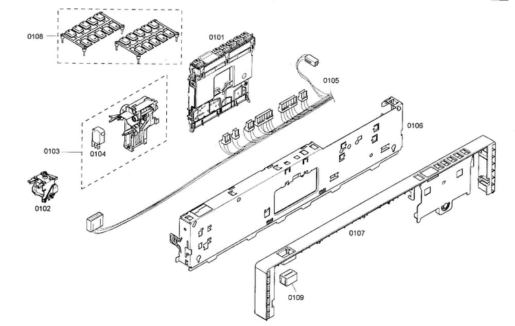 Control Panel Diagram and Parts List for SHX45M01UC 48 Bosch Dishwasher