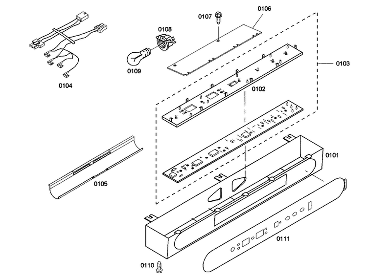 Control Panel Diagram and Parts List for KBUDT4875E 01 Thermador Refrigerator