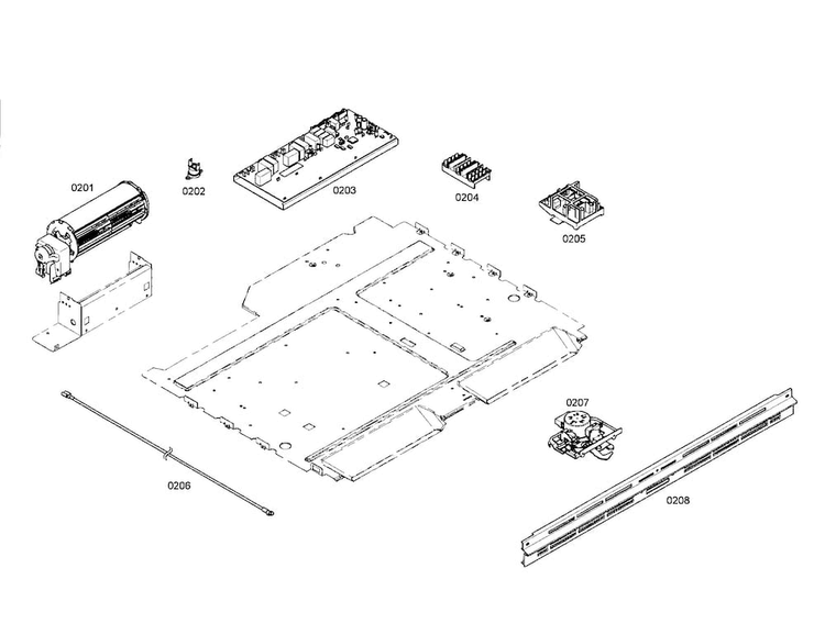Fan/door Latch/control Module Diagram and Parts List for HBL3320UC 01 Bosch Wall Oven