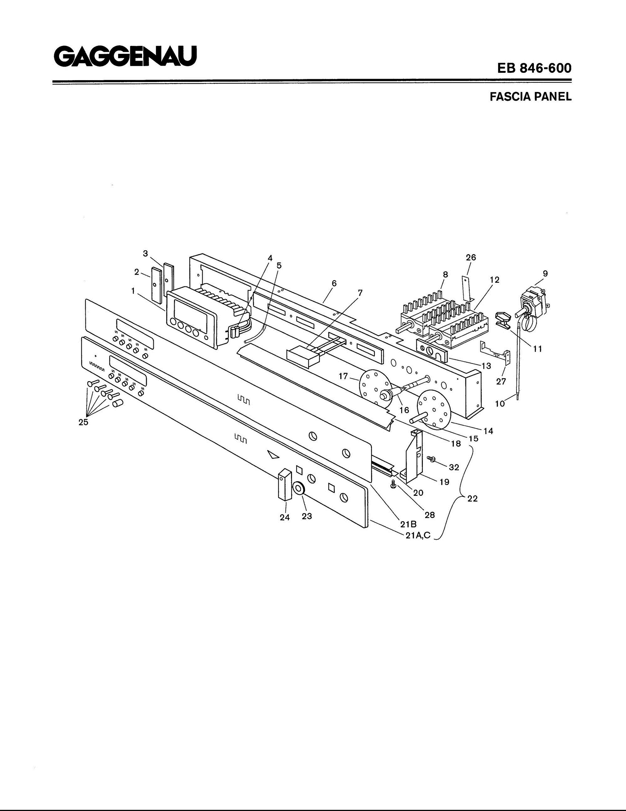 03 - FASCIA PANEL Diagram and Parts List for EB846-600  Bosch Range