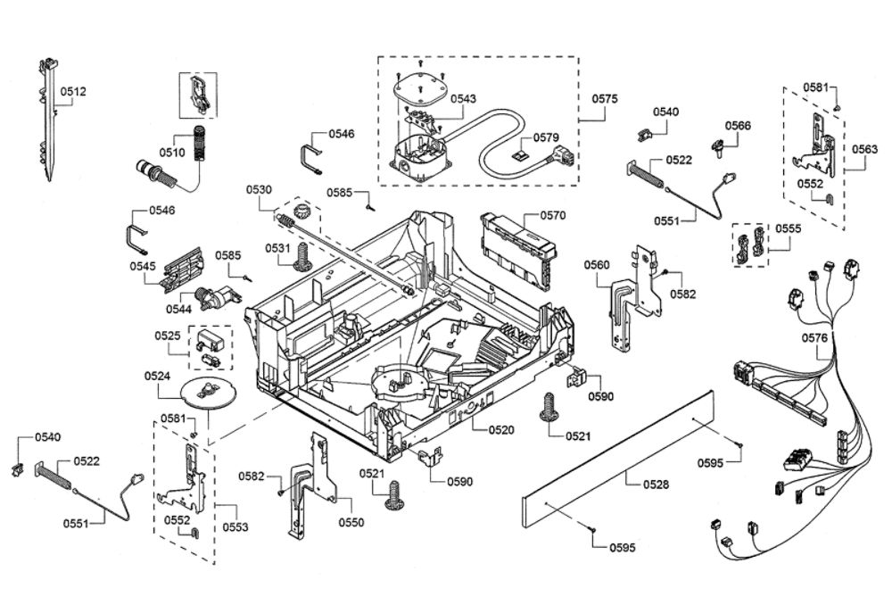 Base/Power Cord Diagram and Parts List for SHXM78W55N 10 Bosch Dishwasher