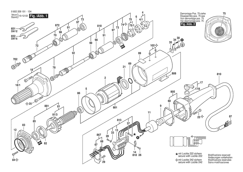 Section 1 Diagram and Parts List for 0602209111  Bosch Sander Grinder