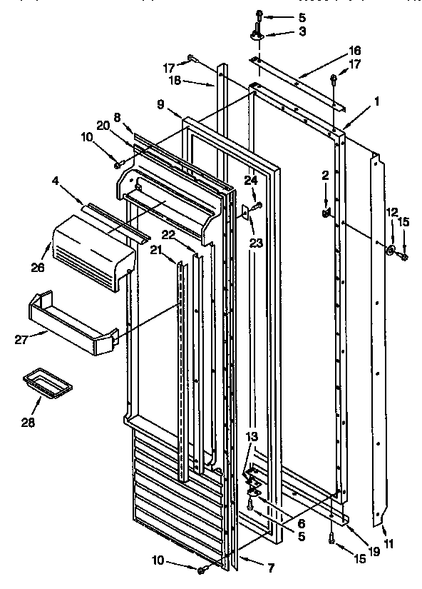Refrigerator Door Diagram and Parts List for TSS48QBW00  Thermador Refrigerator