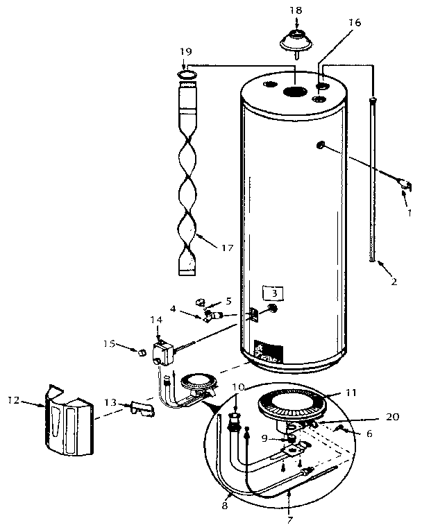 Replacement Parts Diagram and Parts List for 153335600  Kenmore Water Heater
