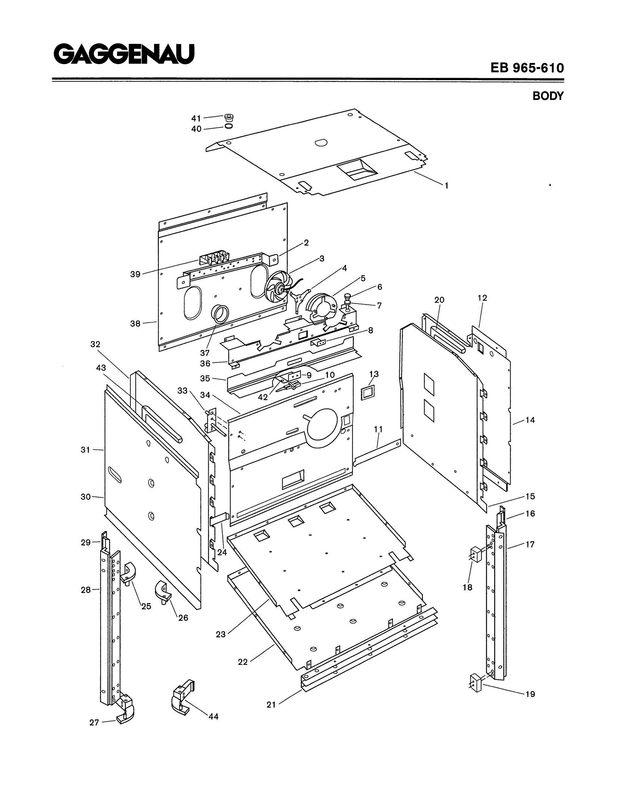 01 - BODY Diagram and Parts List for EB965-610  Bosch Range