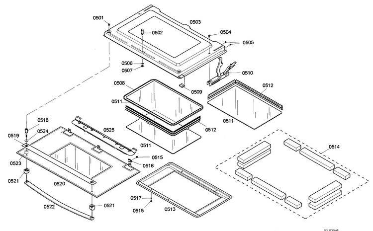 Door Diagram and Parts List for HBL745AUC 02 Bosch Wall Oven