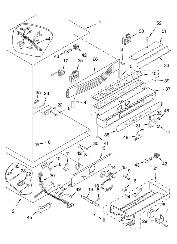 Liner Parts Diagram and Parts List for KBULT3661A02  Thermador Refrigerator