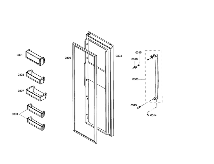 Refrigerator Door Diagram and Parts List for B20CS51SNI 01 Bosch Refrigerator