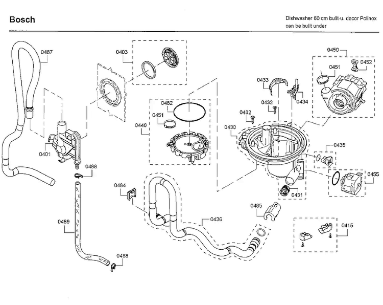 Pump Diagram and Parts List for SHE3ARF2UC 22 Bosch Dishwasher