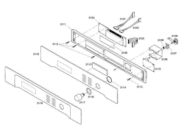 Control Panel Diagram and Parts List for HBL755AUC 02 Bosch Wall Oven