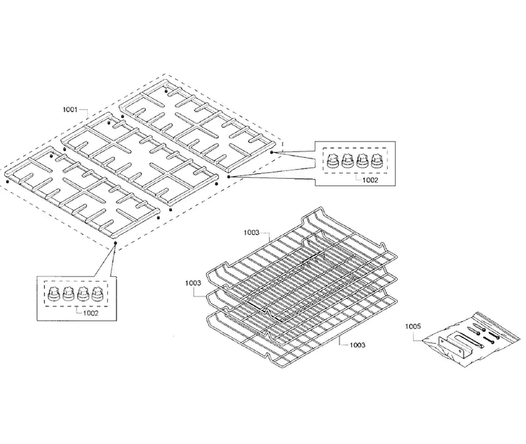 Shelfs/grates Diagram and Parts List for HGI8054UC 02 Bosch Range