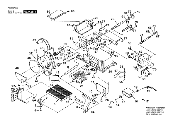 Bosch 3370type1 (F012337000) Diagram and Parts List for 3370 (TYPE 1)(F012337000) Bosch Belt or Drum Sander