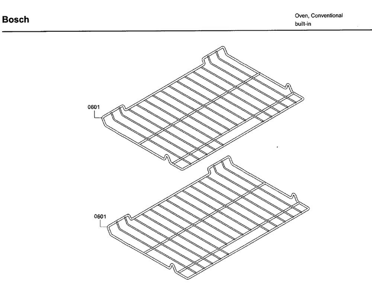 Rack Diagram and Parts List for HBL5351UC 03 Bosch Wall Oven