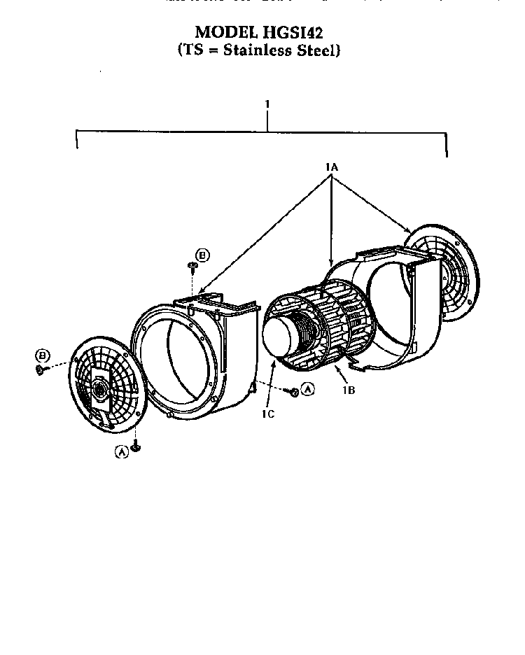 Section 1 Diagram and Parts List for HGSI42TS  Thermador Range Hood
