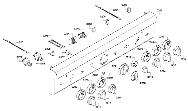 Control Panel Diagram and Parts List for PRG366GH 01 Thermador Range