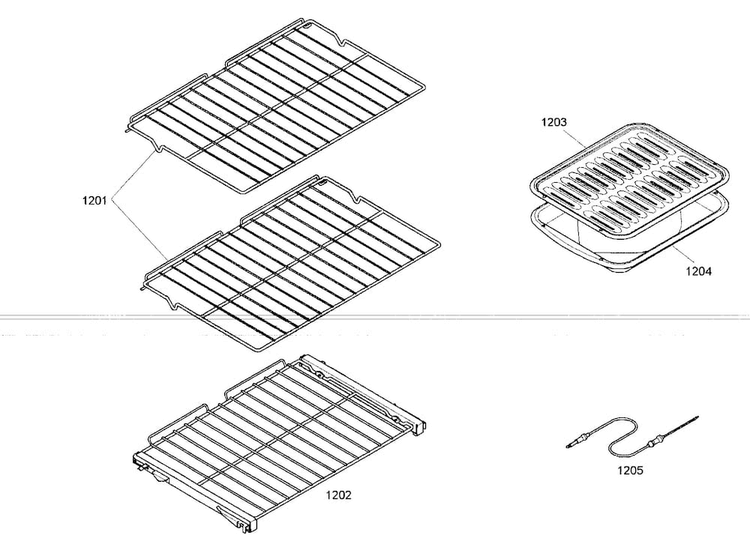 Racks Diagram and Parts List for MEMCW301ES01  Thermador Microwave