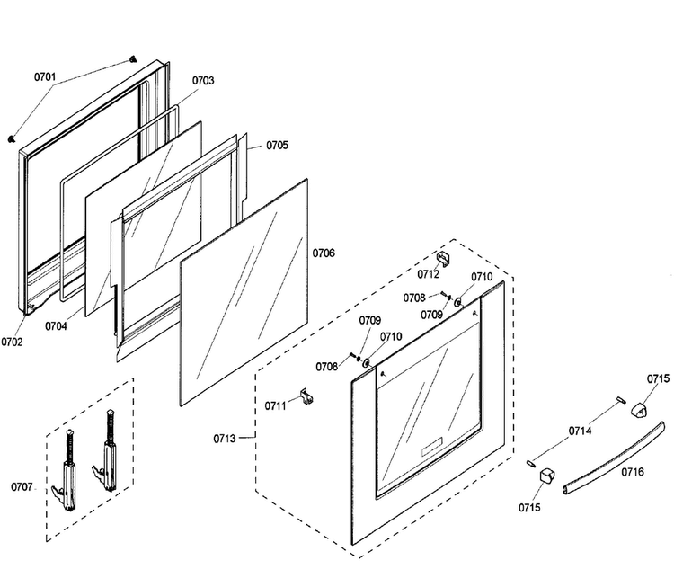 Door Lower Diagram and Parts List for HBN5660UC 03 Bosch Wall Oven