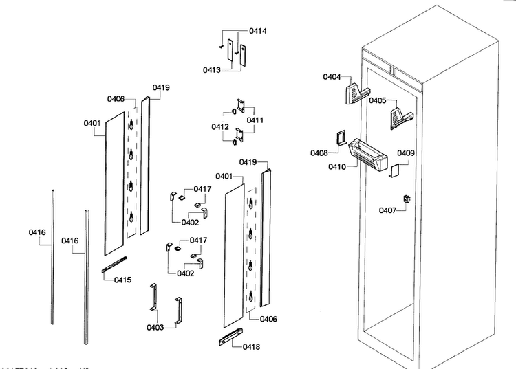 Lighting Diagram and Parts List for T24IR70NSP 43 Thermador Refrigerator