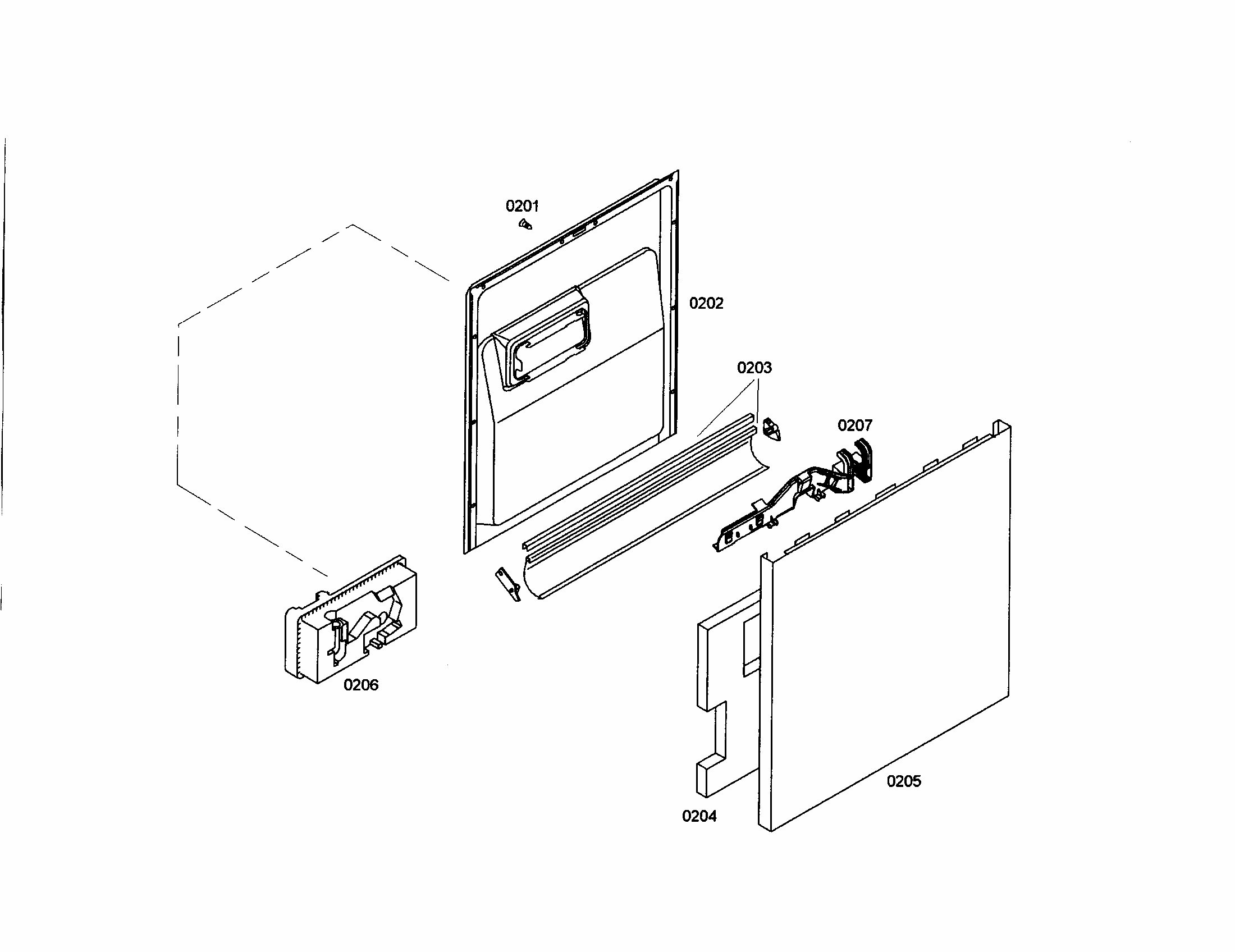 Door/dispenser Diagram and Parts List for S35KMK17UC 18 Bosch Dishwasher