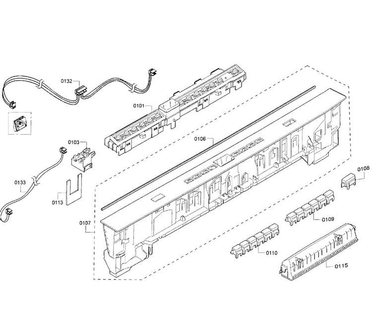 Control Panel Diagram and Parts List for SHP53T55UC 01 Bosch Dishwasher