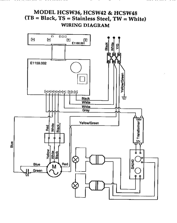 Section 1 Diagram and Parts List for HCSW48  Thermador Range Hood