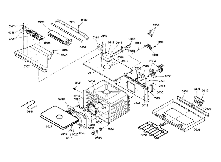 Cavity Diagram and Parts List for HBL746AUC 02 Bosch Wall Oven