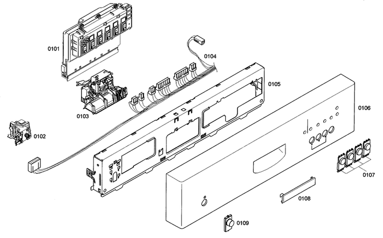 Control Panel Diagram and Parts List for SHE42L16UC 46 Bosch Dishwasher