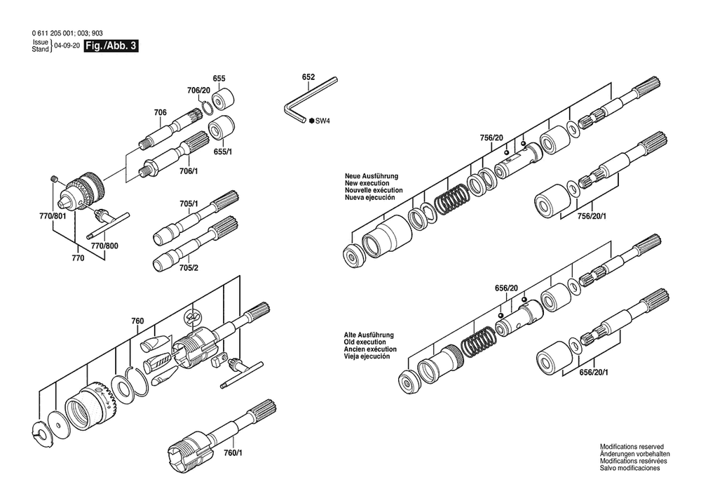 Section 3 Diagram and Parts List for 0611205033  Bosch Drill