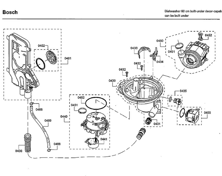 Pump Diagram and Parts List for SHSM63W55N 01 Bosch Dishwasher