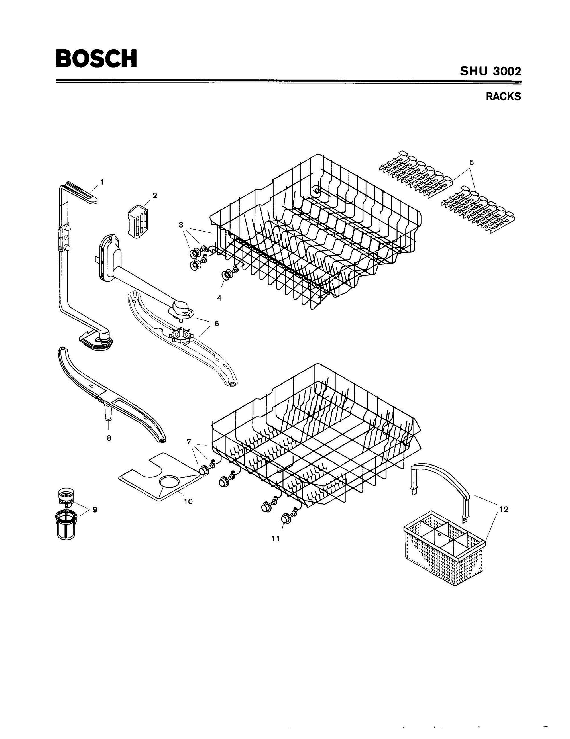06 - RACKS Diagram and Parts List for SHU3002  Bosch Dishwasher