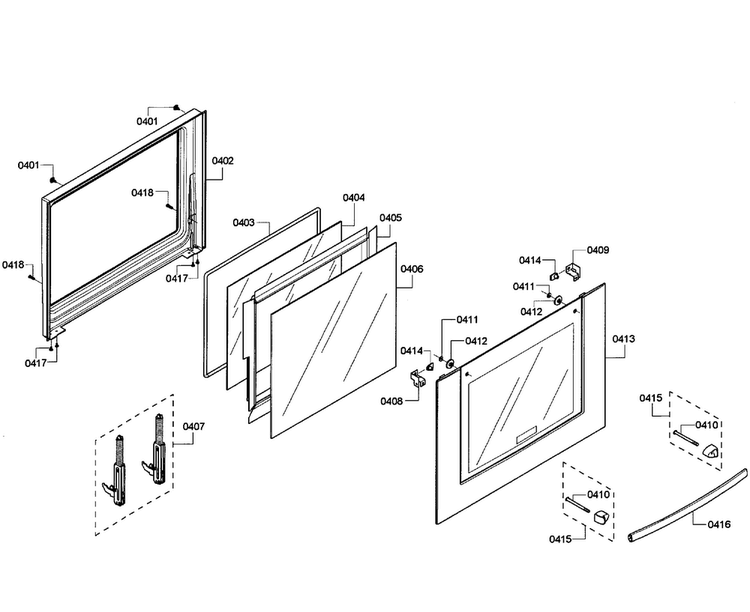 Door Assy Diagram and Parts List for HBL5450UC 08 Bosch Wall Oven