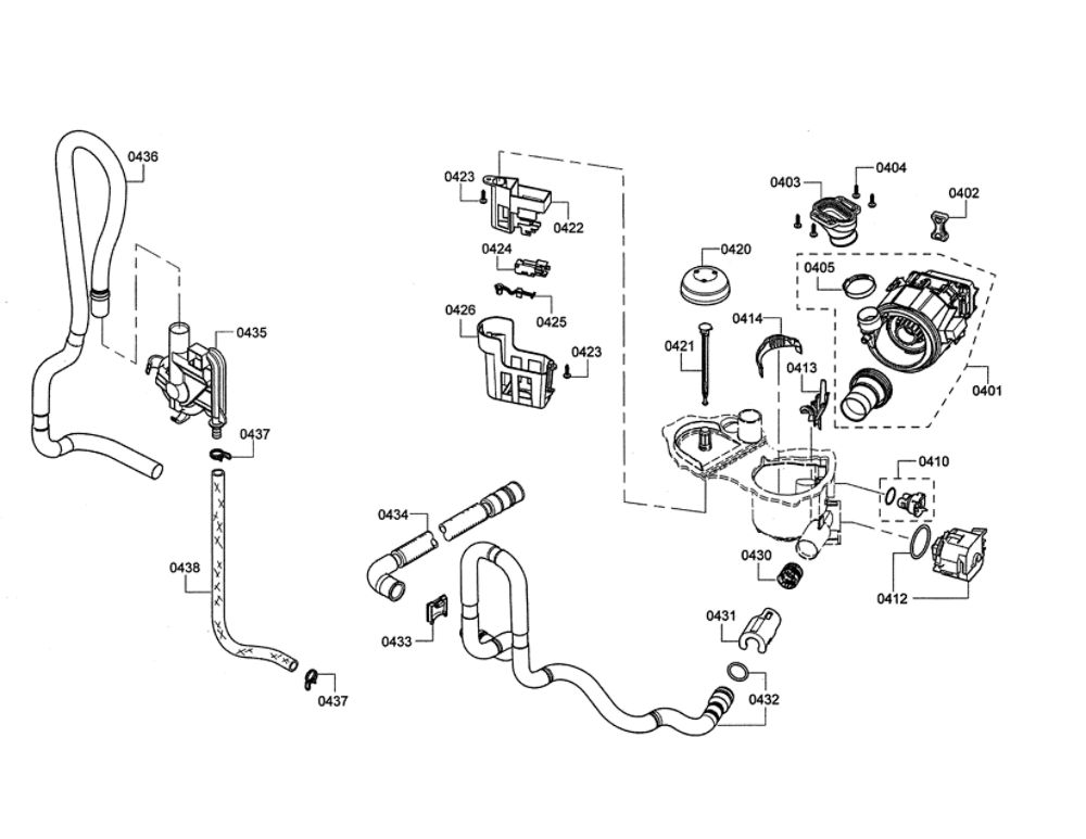 Heat And Drain Pumps/Water Inlet Diagram and Parts List for SHE3ARL5UC 12 Bosch Dishwasher
